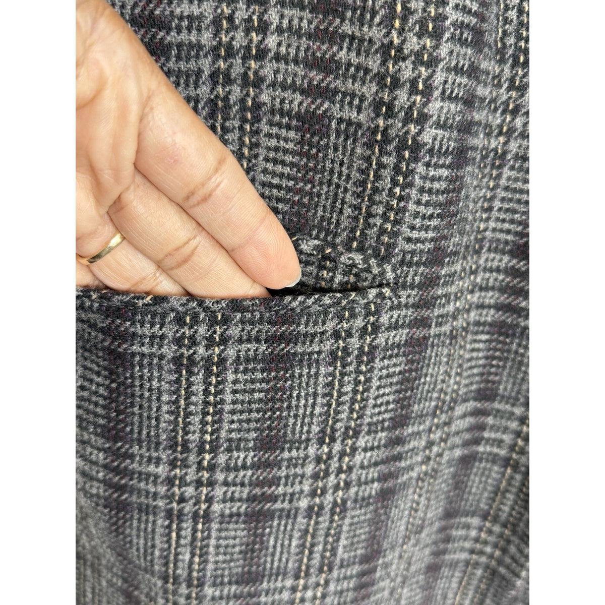Sag Harbor Wool Blend Plaid Blazer Jacket Size 10 Gray Academia Classic