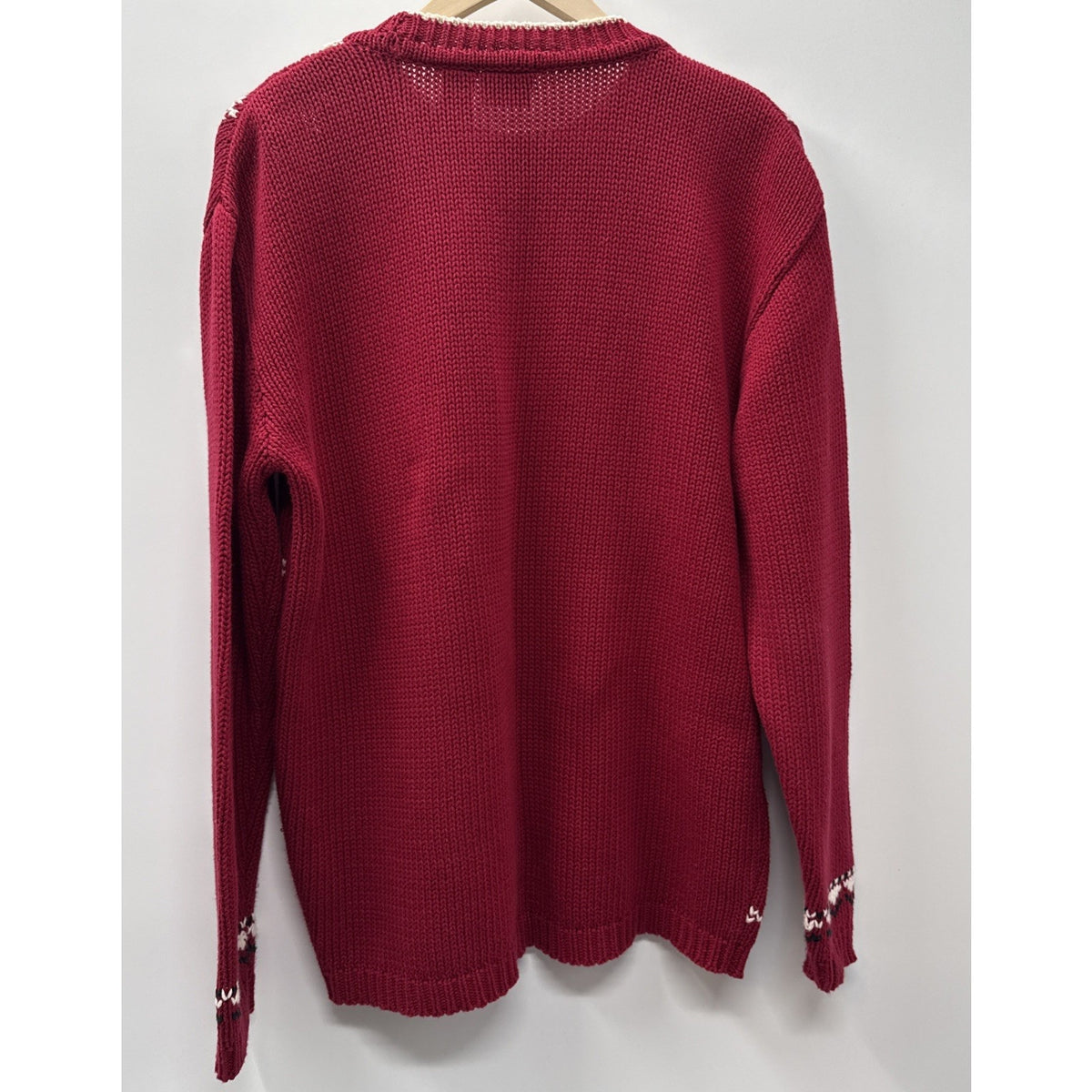 Vintage Liz Sport Cable Knit Snowflake Sweater MEDIUM Crew Neck Cotton Chunky