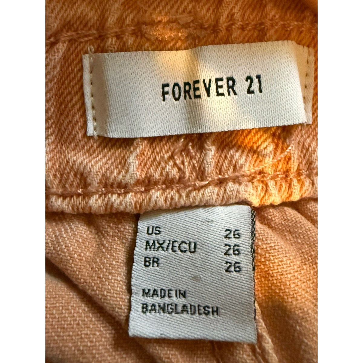 Forever 21 Paperbag Waist Denim Shorts Women US 26 Sz Small Peach High Rise Boho