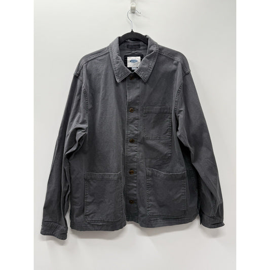 Old Navy Utility Jacket Womens XL Gray Cotton Chore Workwear Shacket 4 Pocket