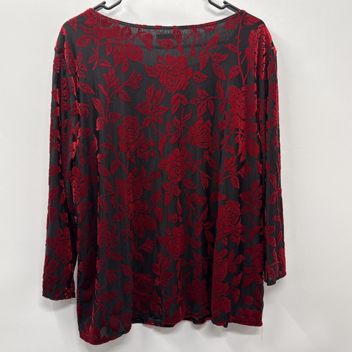 90s Womens Velvet Top XL Whimsigoth Dark Romantic Floral Rose Witchy Girl