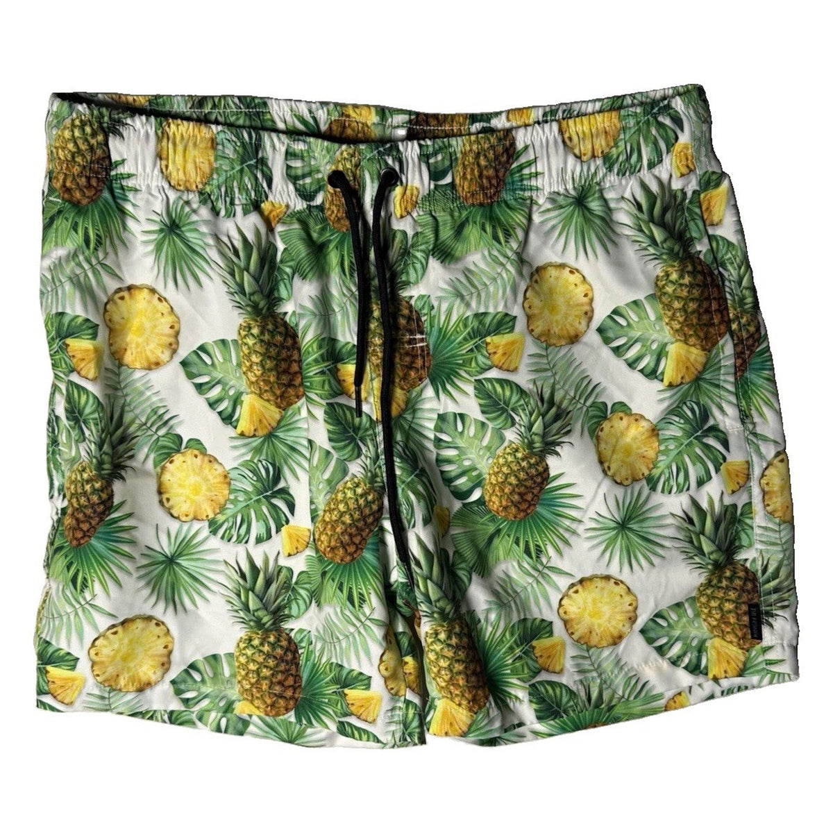 Ring of Fire Men's Pineapple Print Swim Trunks Sz L Drawstring