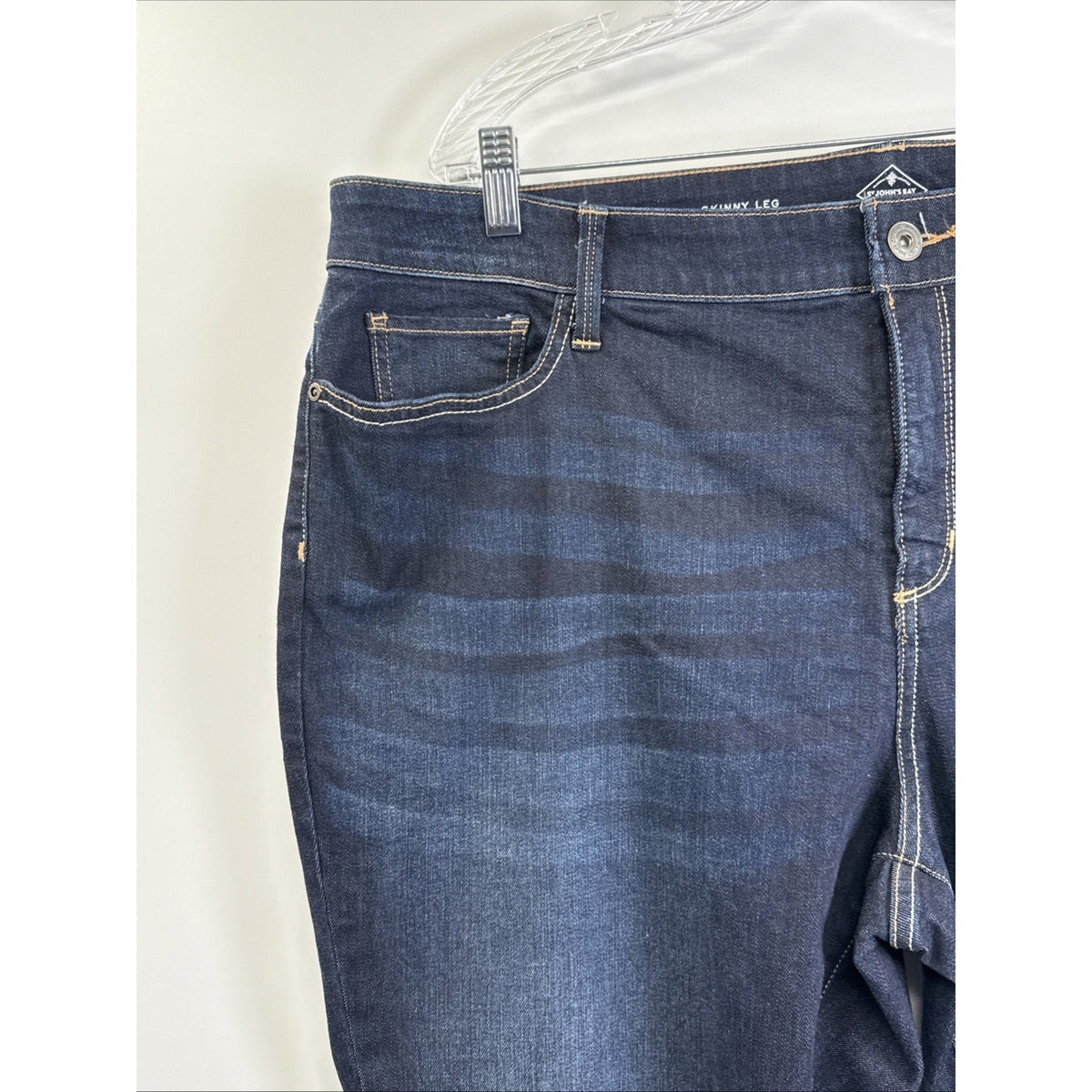 St Johns Bay Womens Skinny Leg Jeans Plus Size 22W Dark Wash Stretch Denim