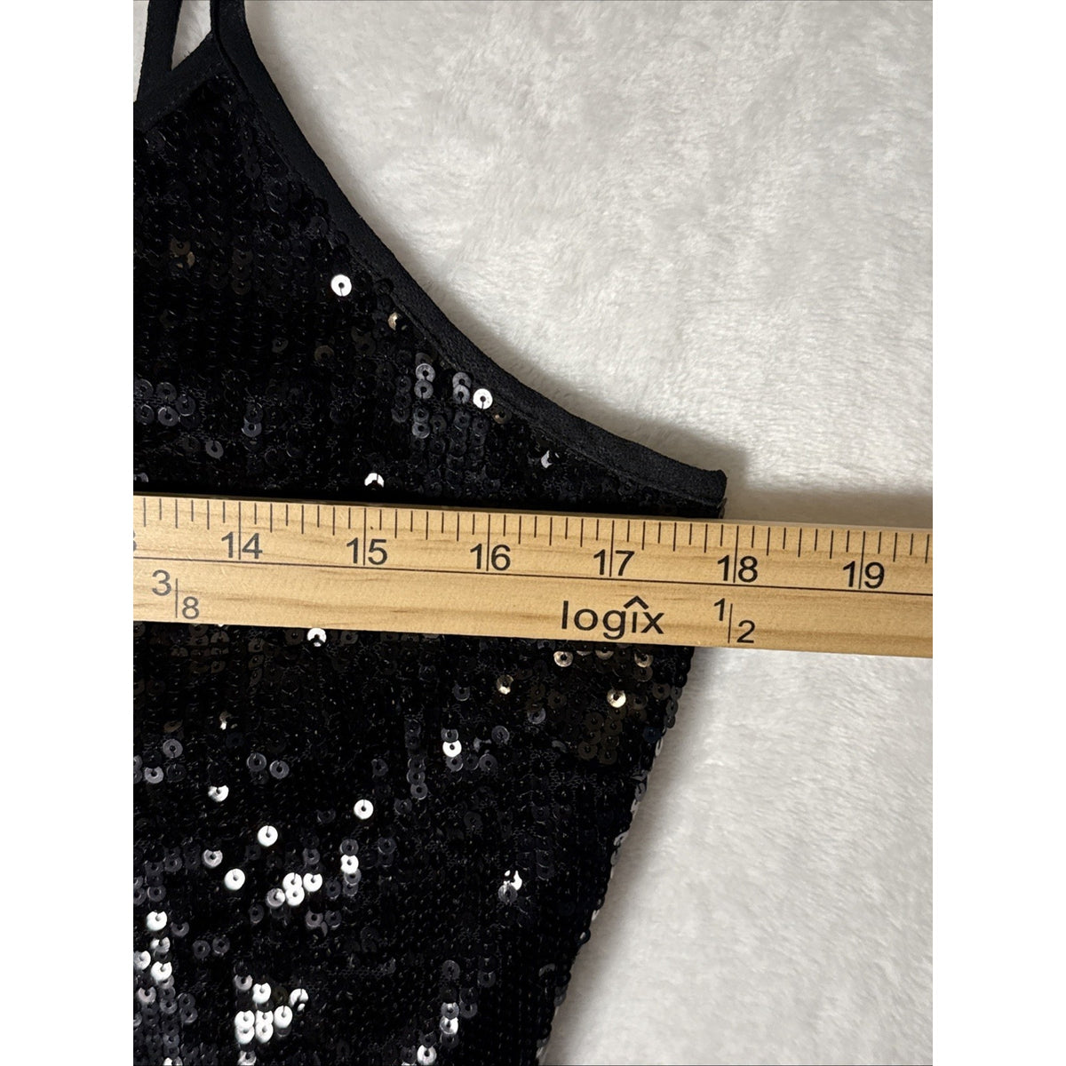 Talbots Petites Tank Top Womens Size 12P Black Sequined Spaghetti Strap Lined