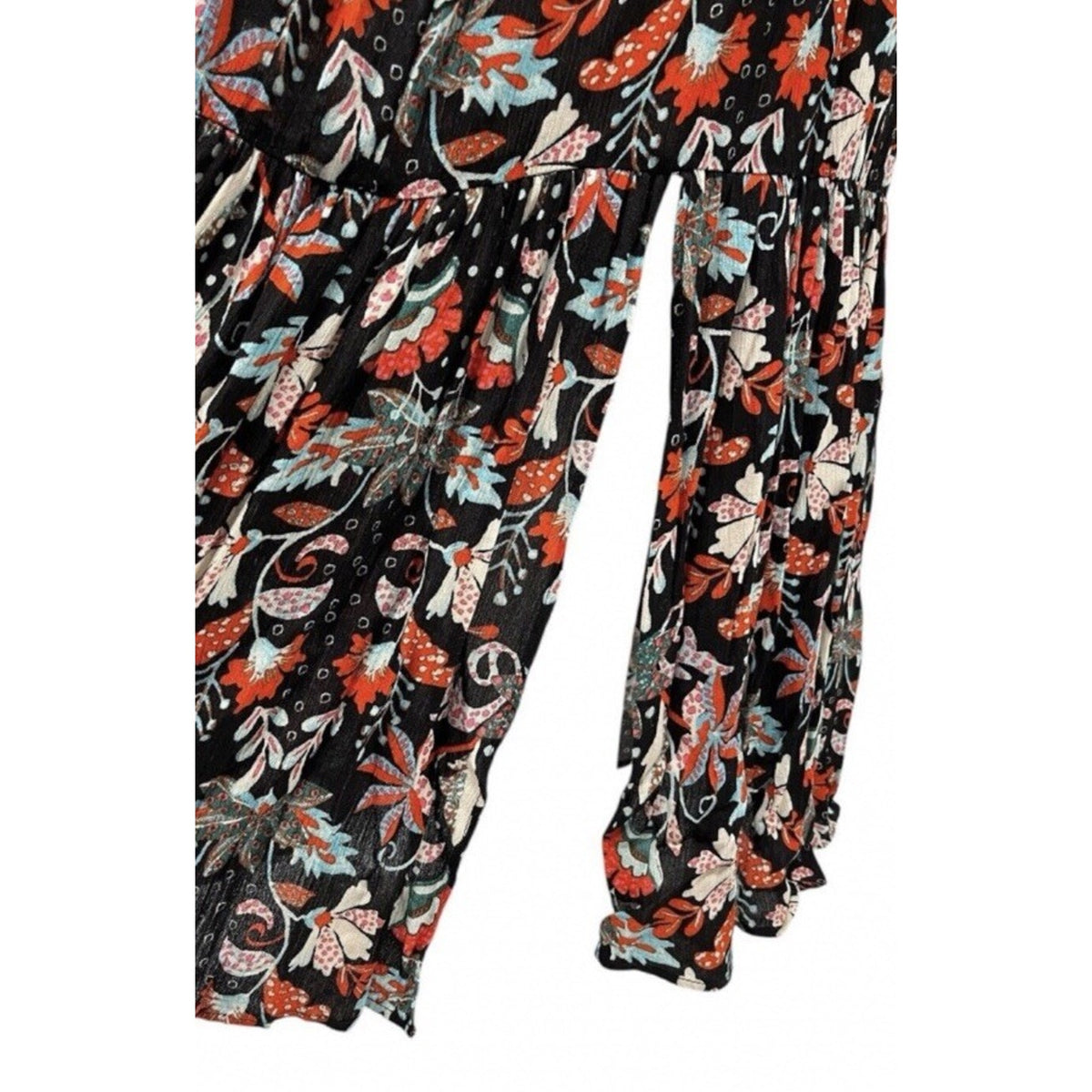 New York & Company Women Black Maxi Dress W/Floral Print Size Small Long Sleeve