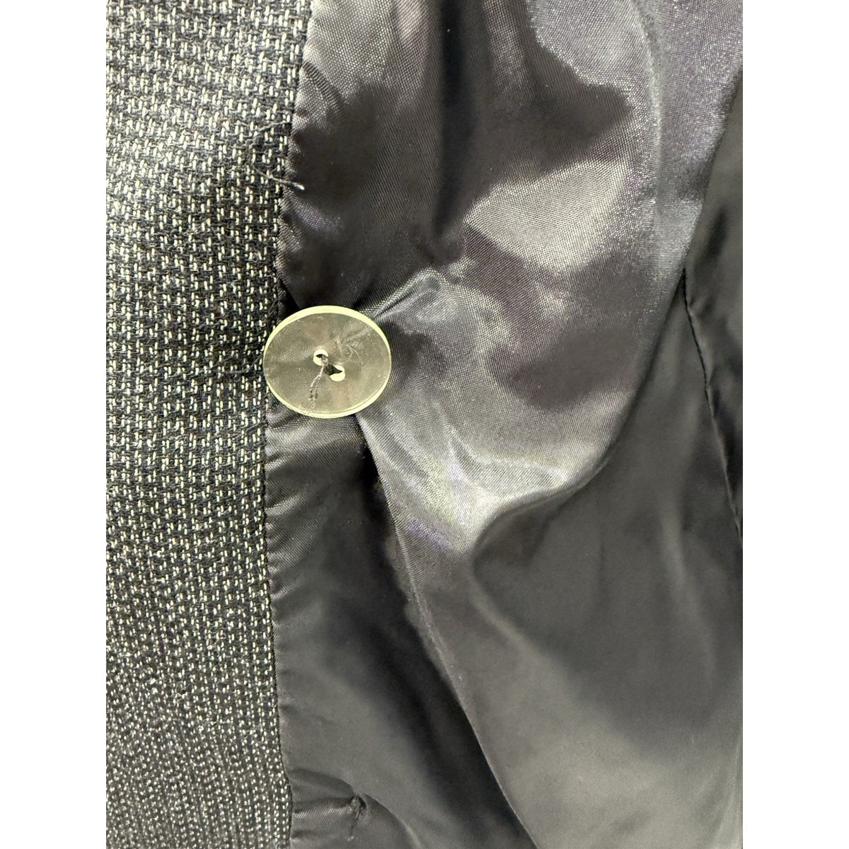 Vintage Jones New York Wool Blazer Womens 14 Black Gray Double Breasted