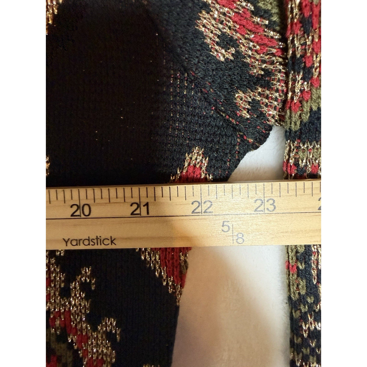 CST Studio Cardigan Sweater Sz 44 Metallic Lurex Black Red Gold Paisley Long