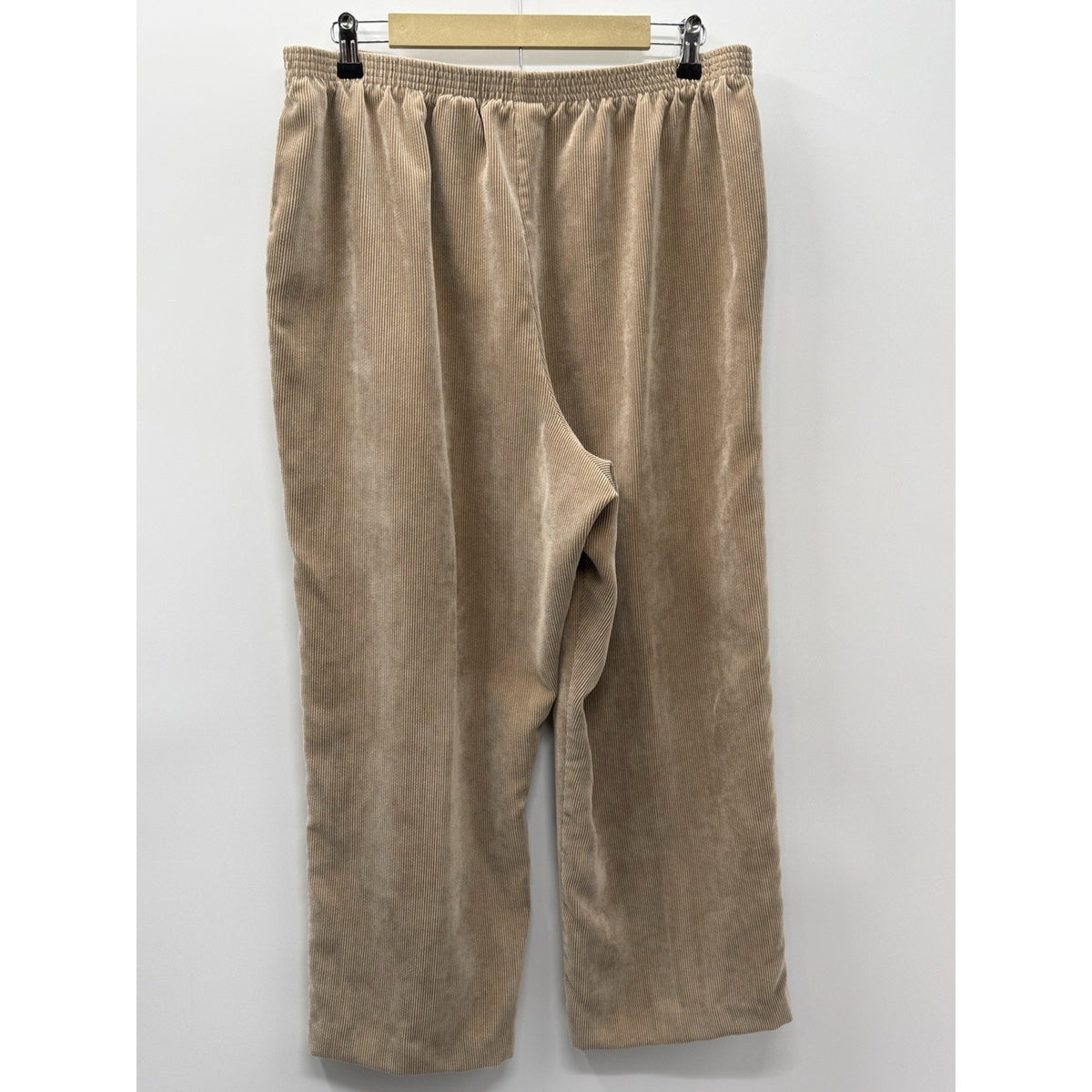 Alfred Dunner Corduroy Pull On Pants Womens 20 Beige Elastic Waist Wide Leg
