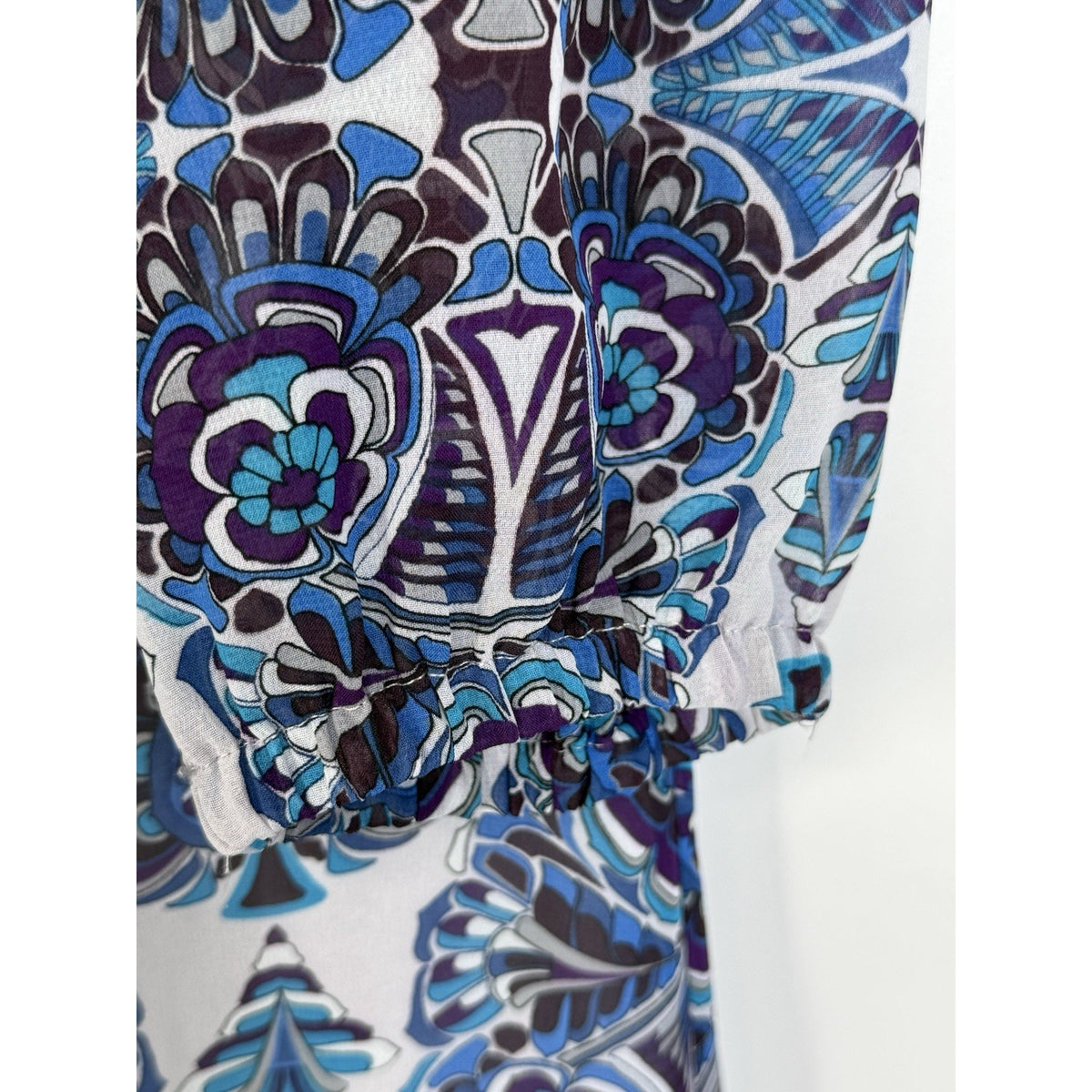Eva Mendes Petite Floral Print Dress Women’s Blue Purple Small GUC