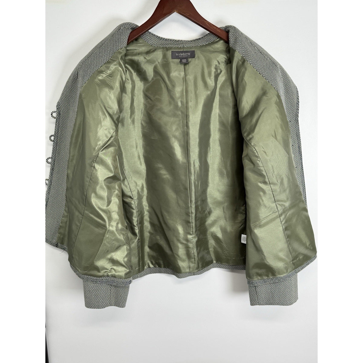 Liz Claiborne Blazer Jacket 22W Green Black Heavyweight Structured No Stretch