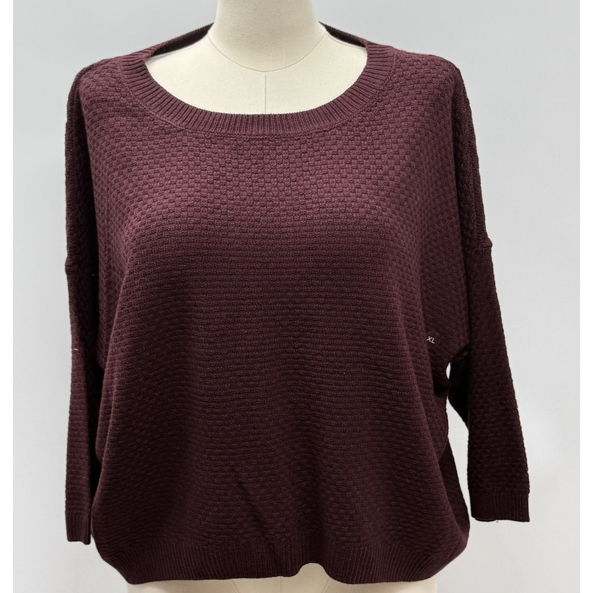 Soho New York & Company Sweater XL Burgundy Open Back Bow Tie Knit Pullover NWOT
