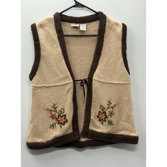 Fiorlini International Sweater Vest L Cottagecore Boho Embroidered Wool Blend