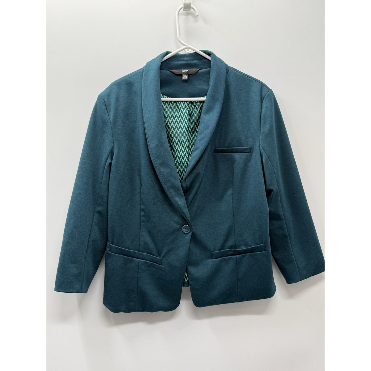 Mossimo XXL Teal Knit Blazer Jacket Womens Plus Shawl Collar Stretch Career