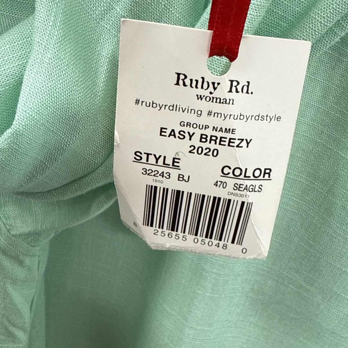 Ruby Rd. Pullover Tunic Top 2X Green Linen Blend Minimalist Roll Tab Sleeves