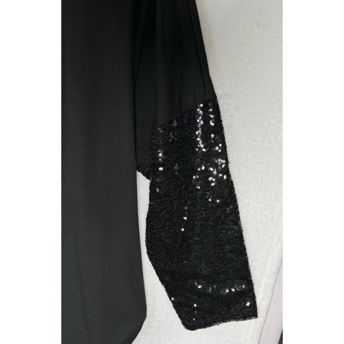 Roaman’s 18/20 L Black Sequin Colorblock Tunic Top Plus Size Party Evening