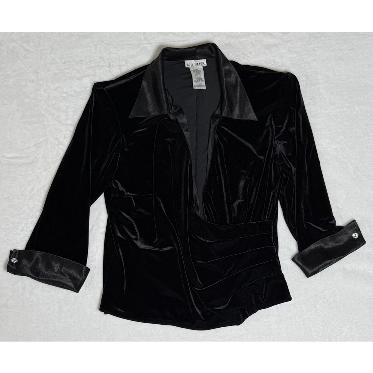 After Dark 18W Black Velvet Top Y2K Romantic Goth Draped Evening Holiday