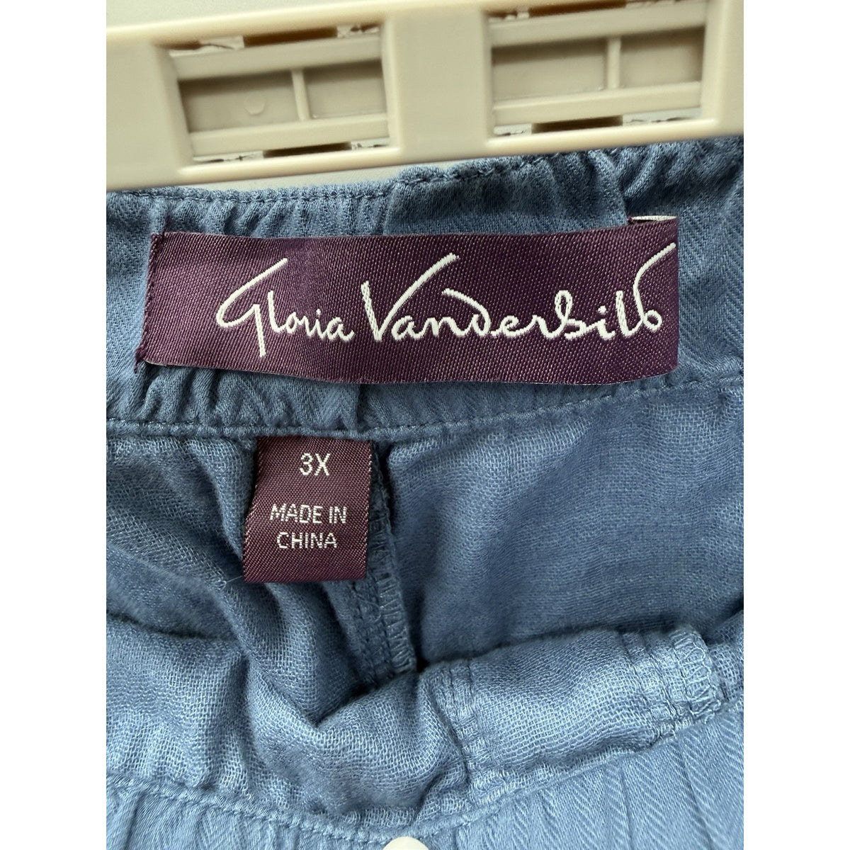 Gloria Vanderbilt Womens 3X Blue 100% Cotton Pull On Capri Crop Pants Pockets