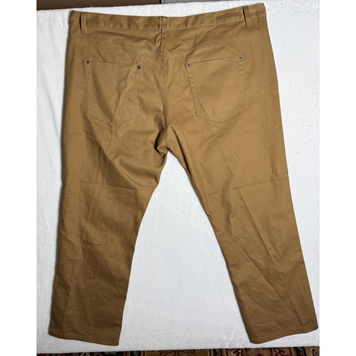 Mens Tan Cotton 5 Pocket Pants Size 50x32 Straight Leg Casual Chino Workwear