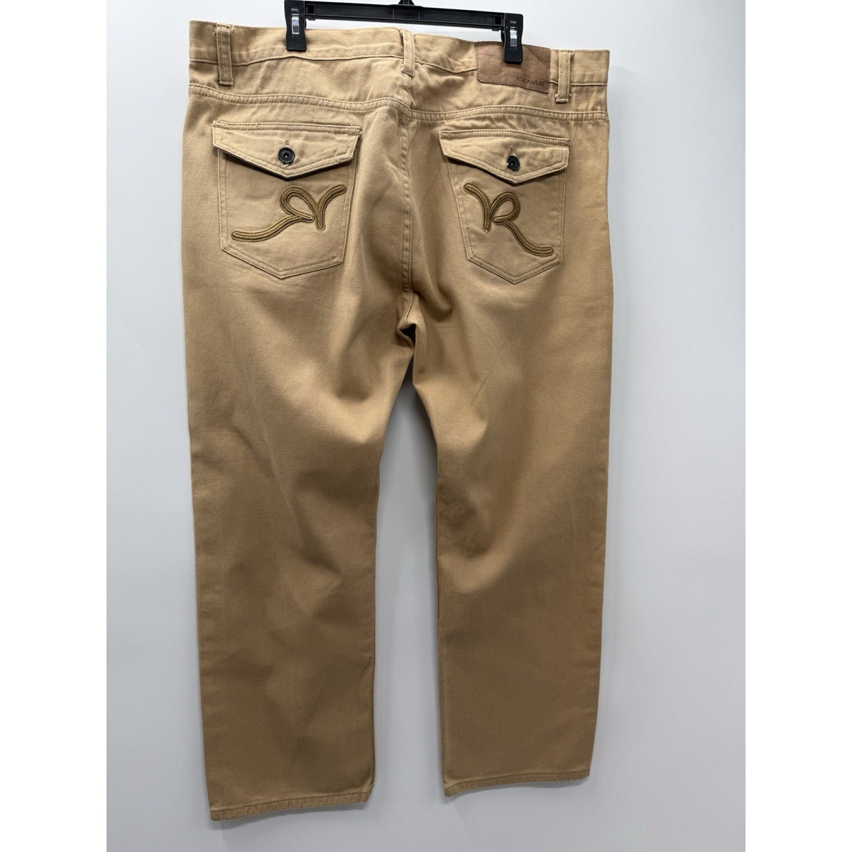 Rocawear Mens 44x32 Tan Jeans 100% Cotton Straight Leg Y2K Hip Hop Casual Pants