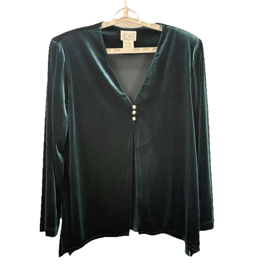 K Studio Blue-Green Velvet Whimsigoth Top Jacket Women Size 18 Gothic Romantic
