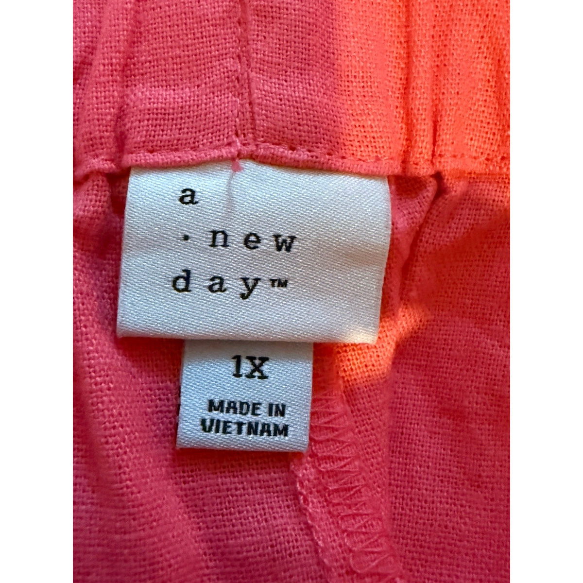 A New Day Linen Blend Shorts Womens 1X Coral Pink Pull On Elastic Waist Casual