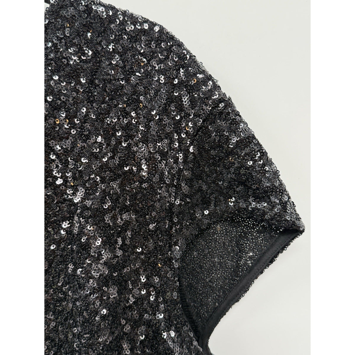 ASOS Curve Black Sequin Peplum Top Plus Size US 20 Short Sleeve Back Zip Party