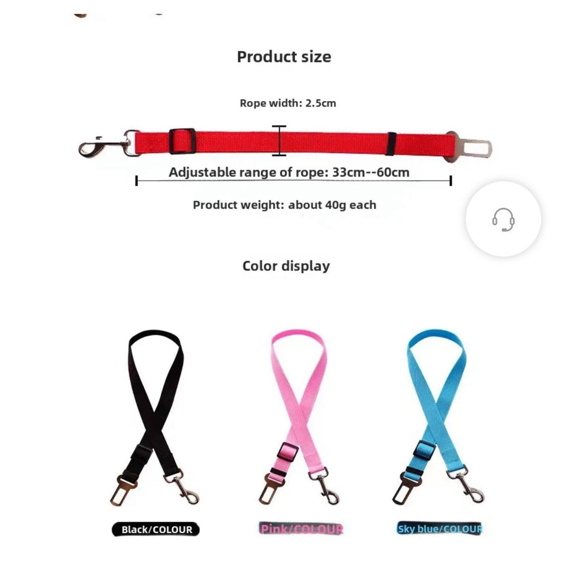 Car Seat Belt Leash for Dogs – Adjustable Safety Clip Restraint for Travel