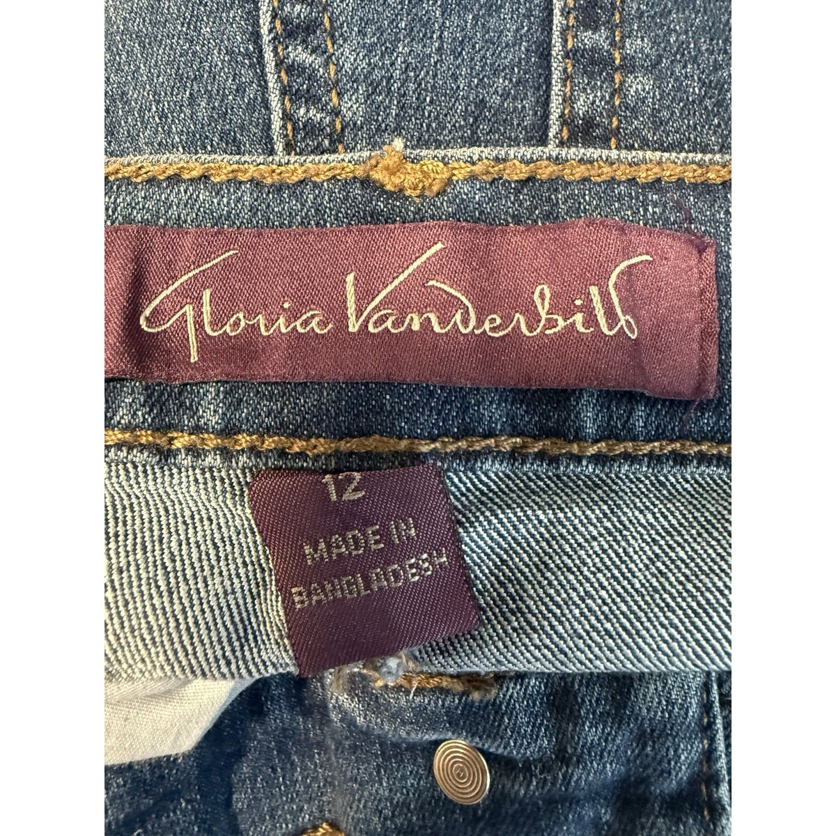 Gloria Vanderbilt Amanda Jeans Womens 12 Blue Floral Stretch Straight Leg