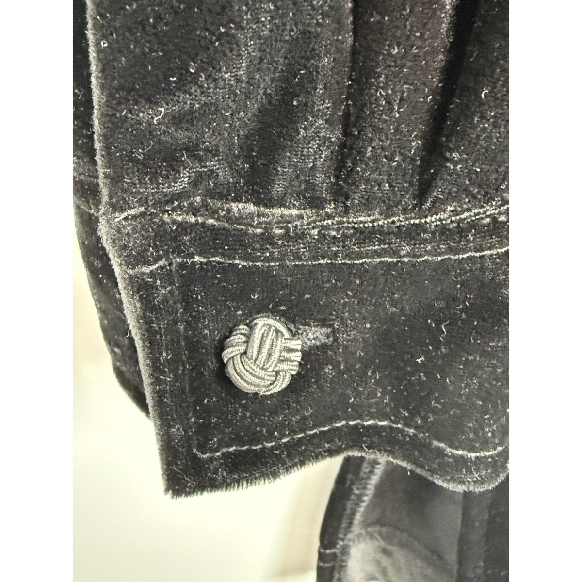 Vintage Honors Button Shirt Women's Black Suede Velour Y2K Collared Large