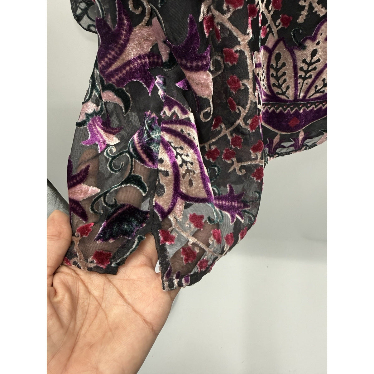 Violet + Claire Sz 1X Top Witchy Velvet Burnout Camisole Sheer BOHO Whimsigoth