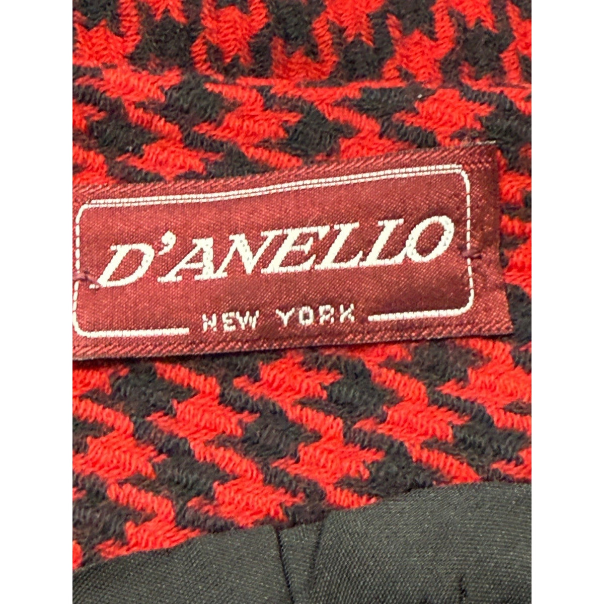 D’ANELLO New York Women’s Size 8 Red Black Houndstooth Wool Blazer Jacket