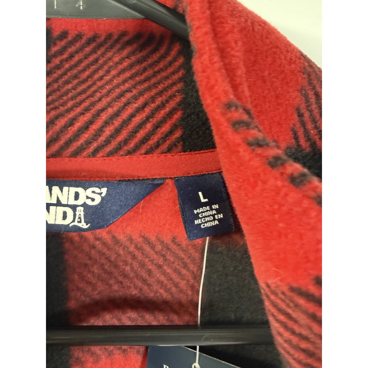 Lands End Women's L Buffalo Plaid Fleece 1/4 Zip Pullover Red Black NWT Flawed