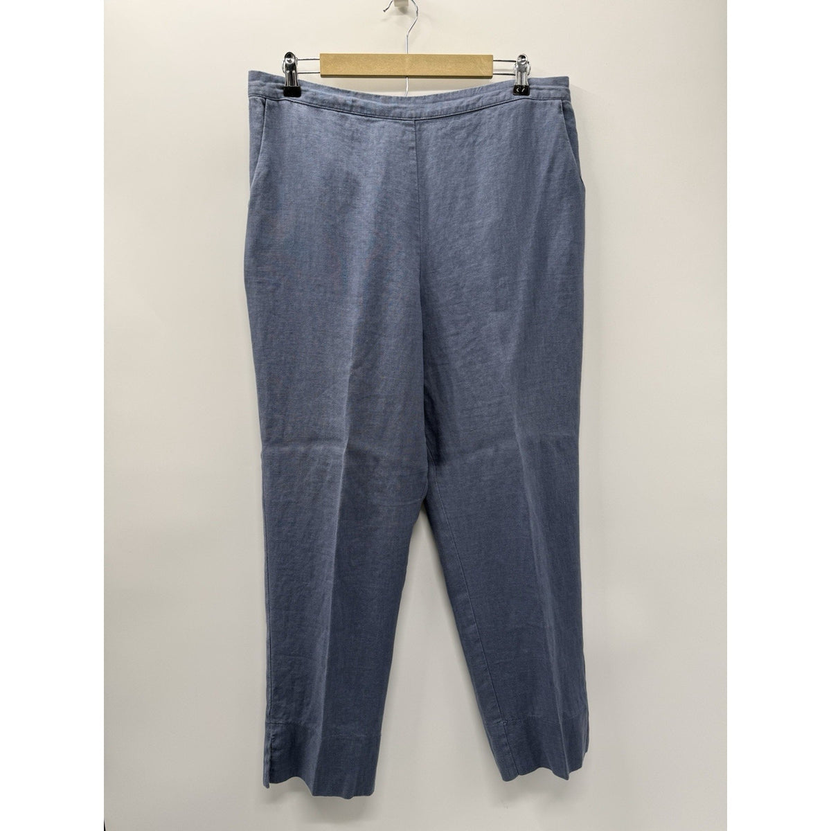 Peck & Peck Blue 100% Linen Straight Leg Pants Womens Lagenlook Coastal Size XL