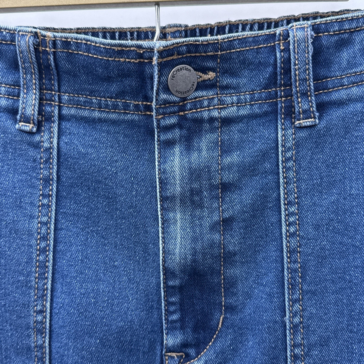 ReCreation Jeans Women's Large Blue Denim Stretch Waistband Straight Leg Casual