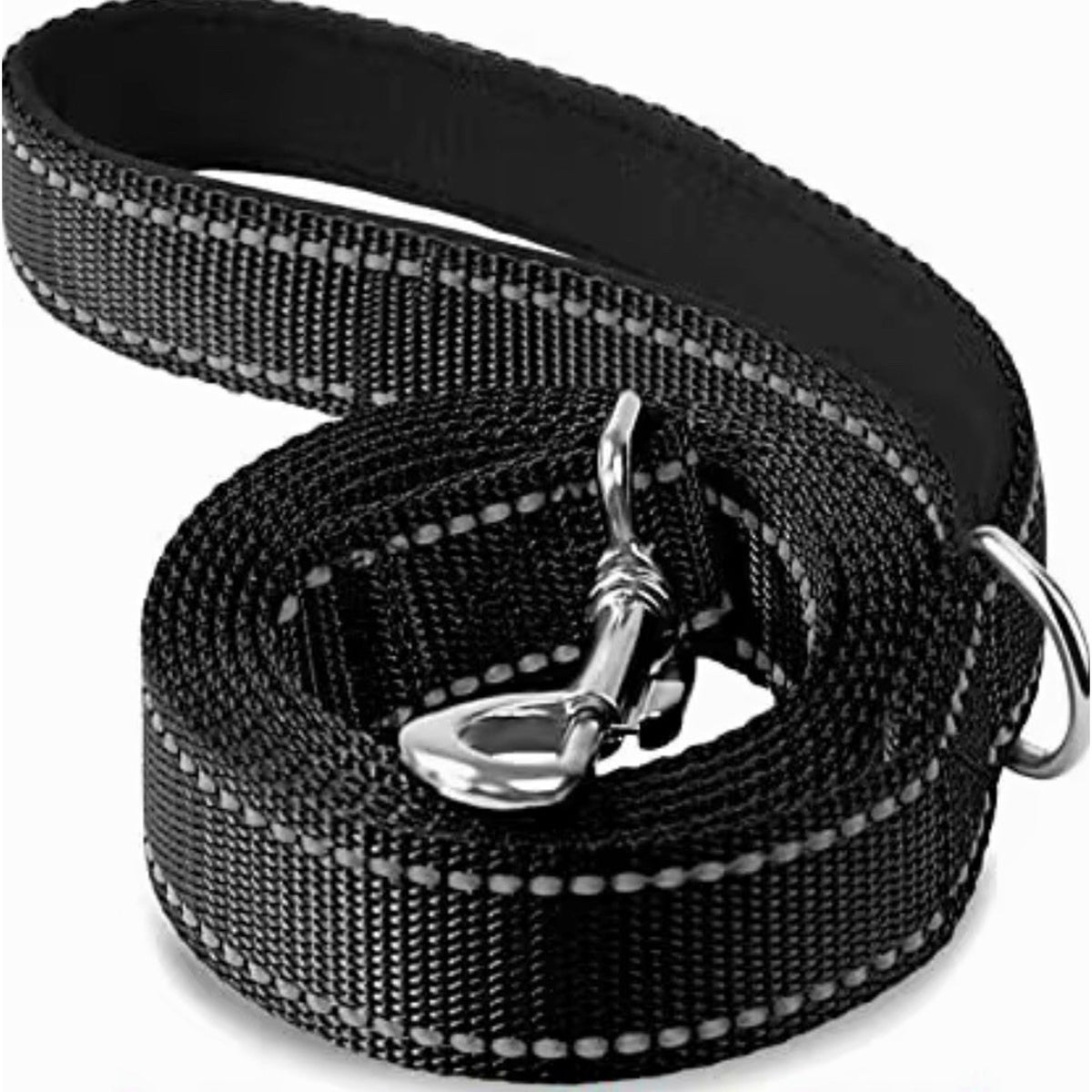 Reflective Dog Leash 6 Ft Heavy Duty Padded Handle Walking Training Lead Black