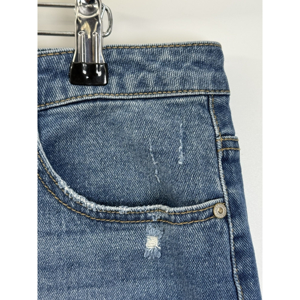 Style & Co Denim Skirt Women’s 16 Stretch Jean Skirt Raw Hem Distressed Midi