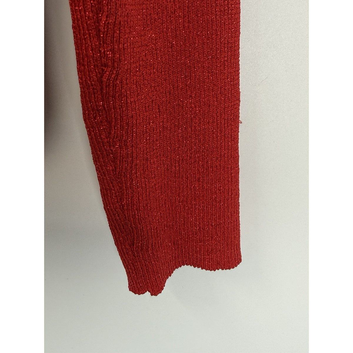 Calvin Klein Sweater Women LS Red Metallic Classic Fit V Neck Twist Detail Sz M