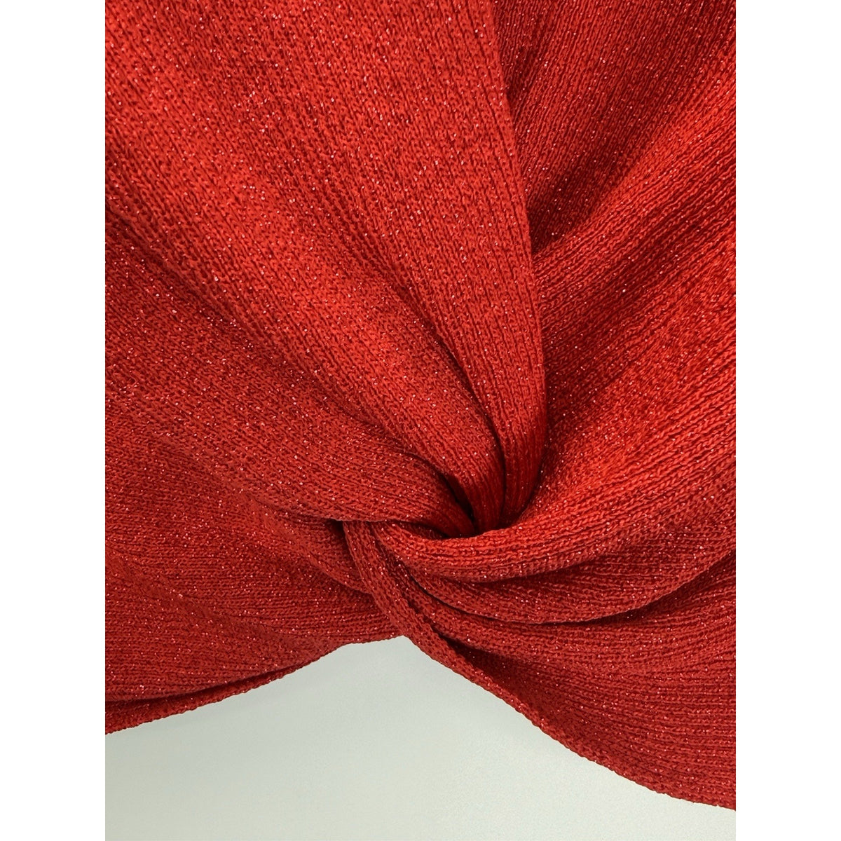 Calvin Klein Sweater Women LS Red Metallic Classic Fit V Neck Twist Detail Sz M