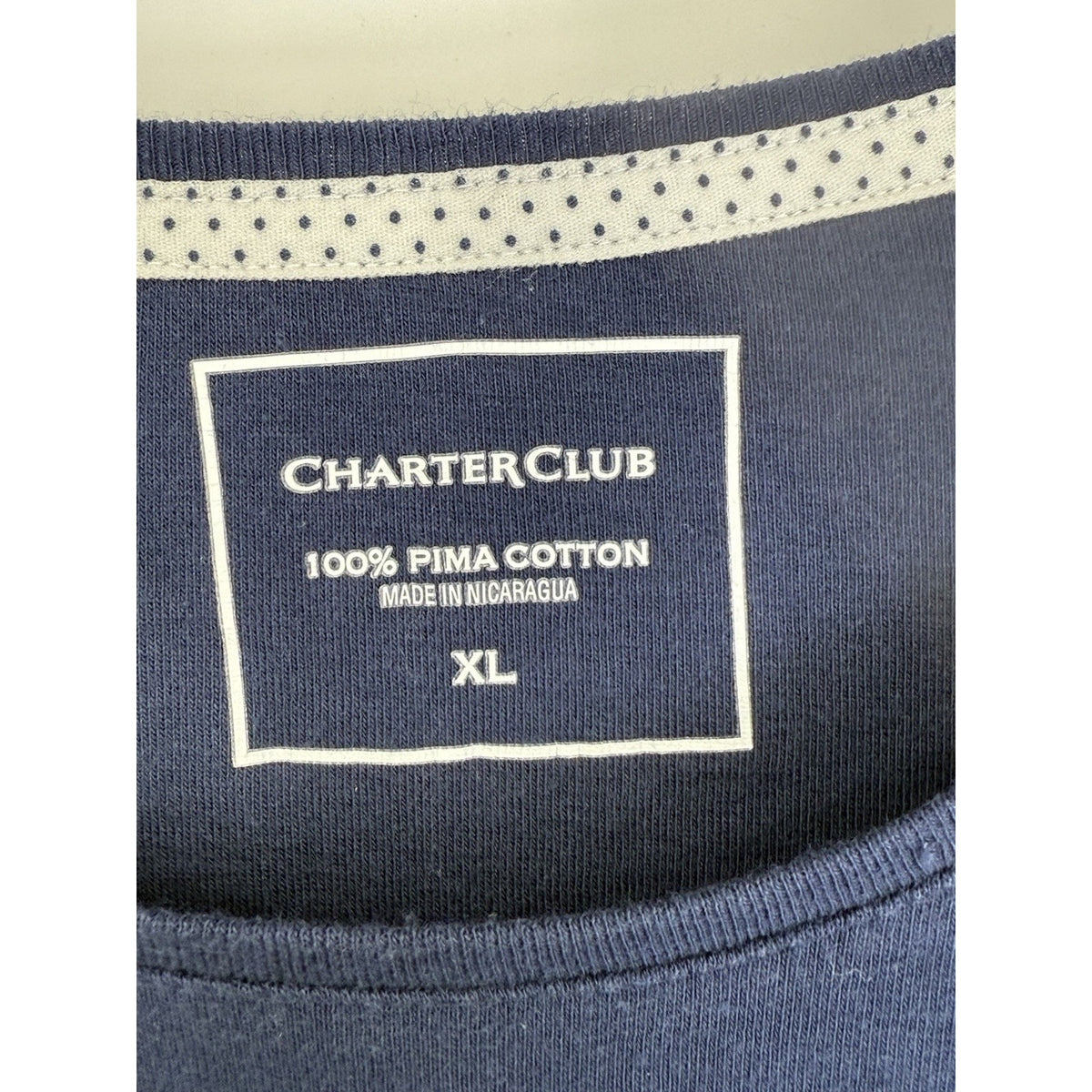 Charter Club 100% Pima Cotton Long Sleeve Top Women’s XL Navy Blue Basic Tee