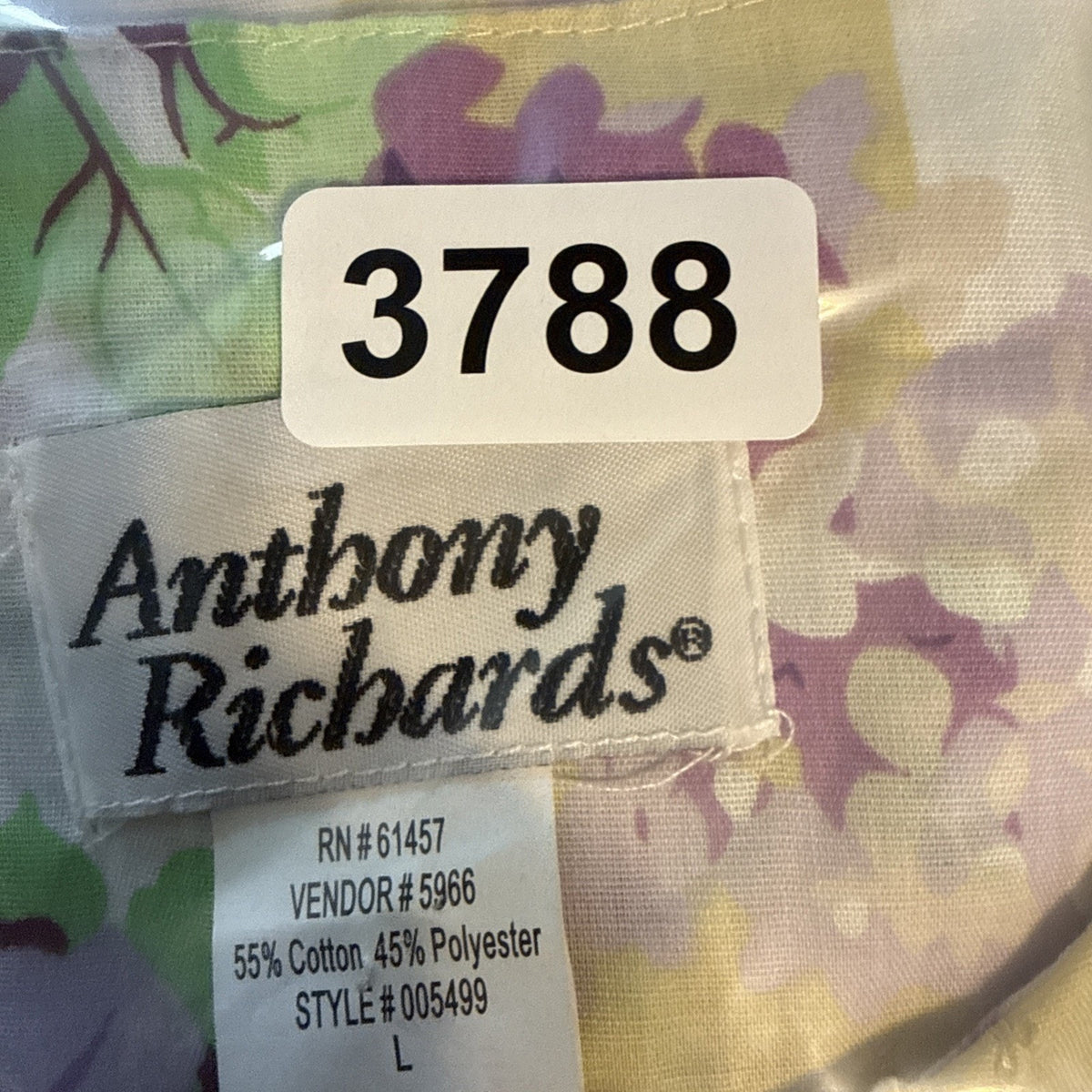 Anthony Richards House Dress Women L Floral Zip Front Pocket Cotton Short Sleeve
