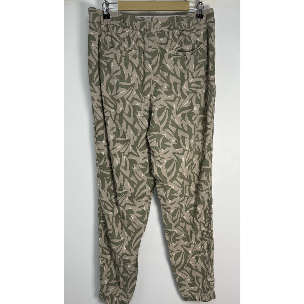 Old Navy Linen Rayon High Rise Straight Taper Pants Leaf Print L Tall