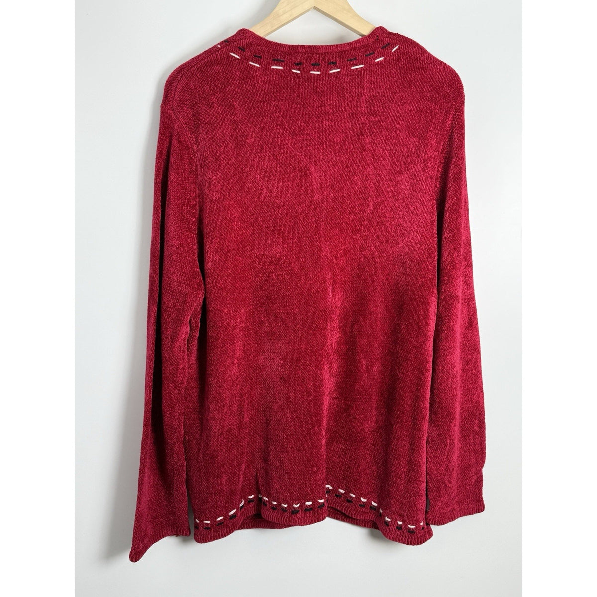 Charter Club Woman 2X Red Knit Cardigan Button Front Stitch Detail Long Sleeve