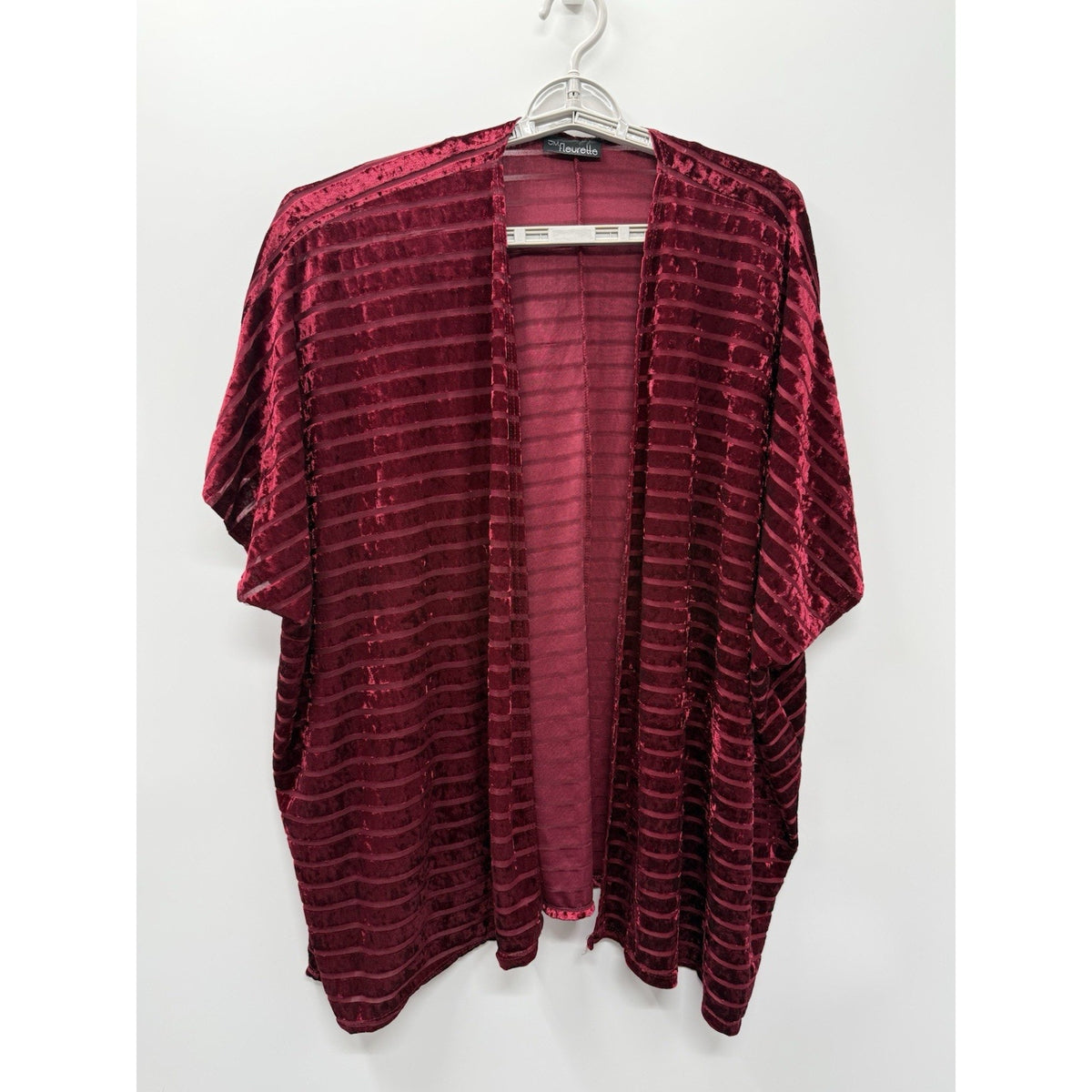 JM Fleurette Burgundy Velvet Burnout Kimono Boho Whimsigoth Dark Romantic M