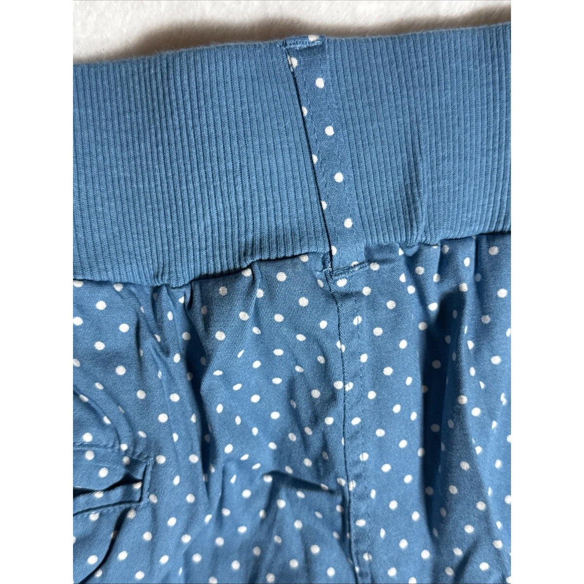 Woman Within 28W Blue Polka Dot Stretch Pants Natural Fit Tummy Control