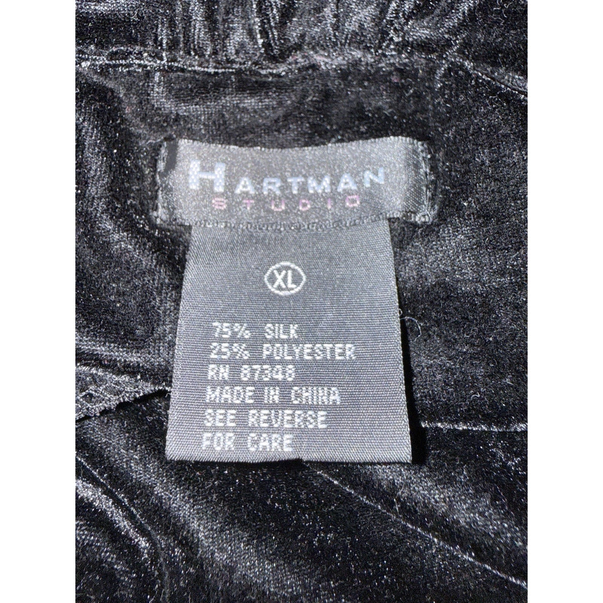 Hartman Studio Women Size XL Black Silk Velvet Cowl Neck Tunic Top Goth Y2K