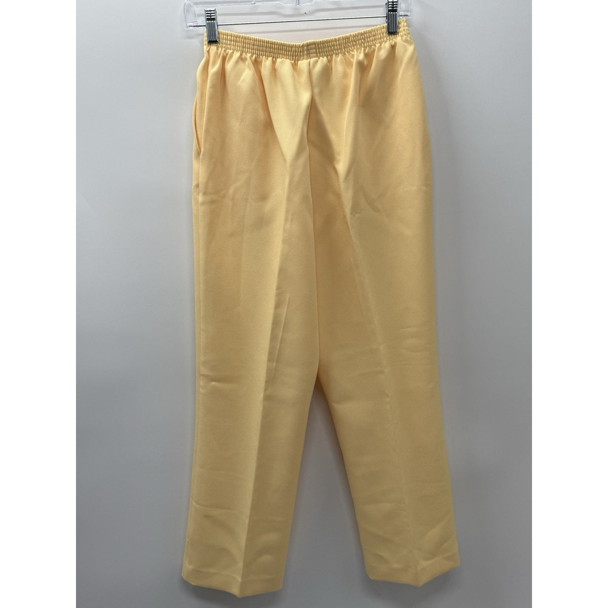 Alfred Dunner Yellow Dress Pants Women Sz 10 Petite Elastic Waist Pull On Pocket