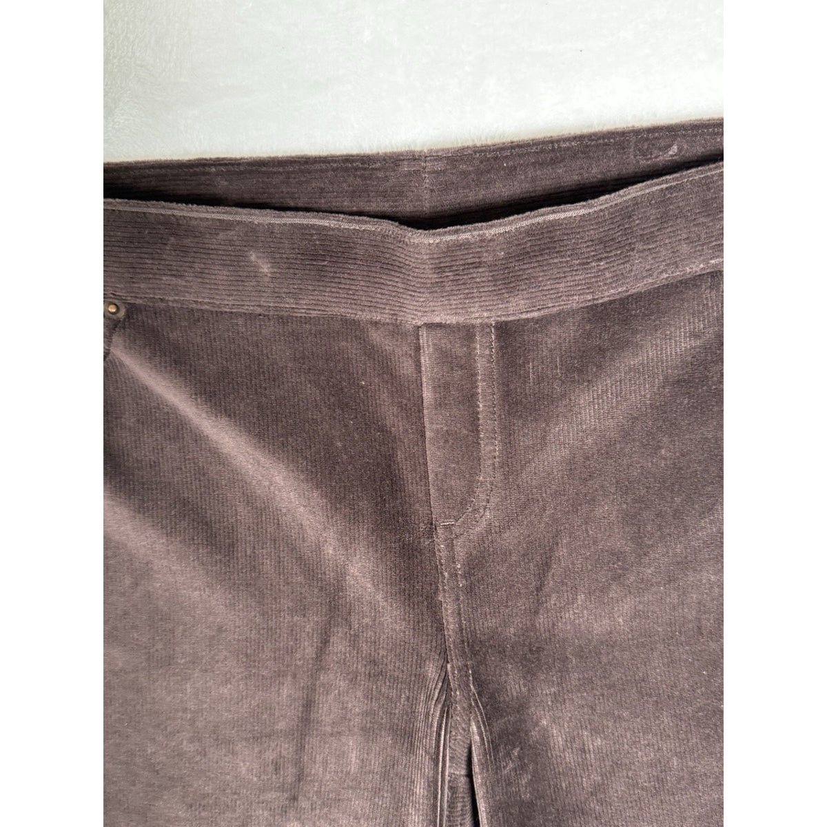June & Daisy Brown Velour Corduroy Pull On Pants Womens M Stretch Velvet Casual