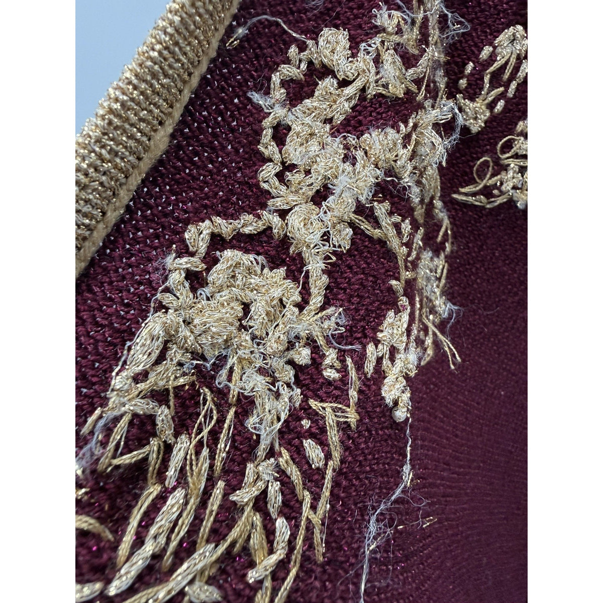 Vintage Jaclyn Smith Cardigan M Burgundy Gold Beaded Metallic Embroidered