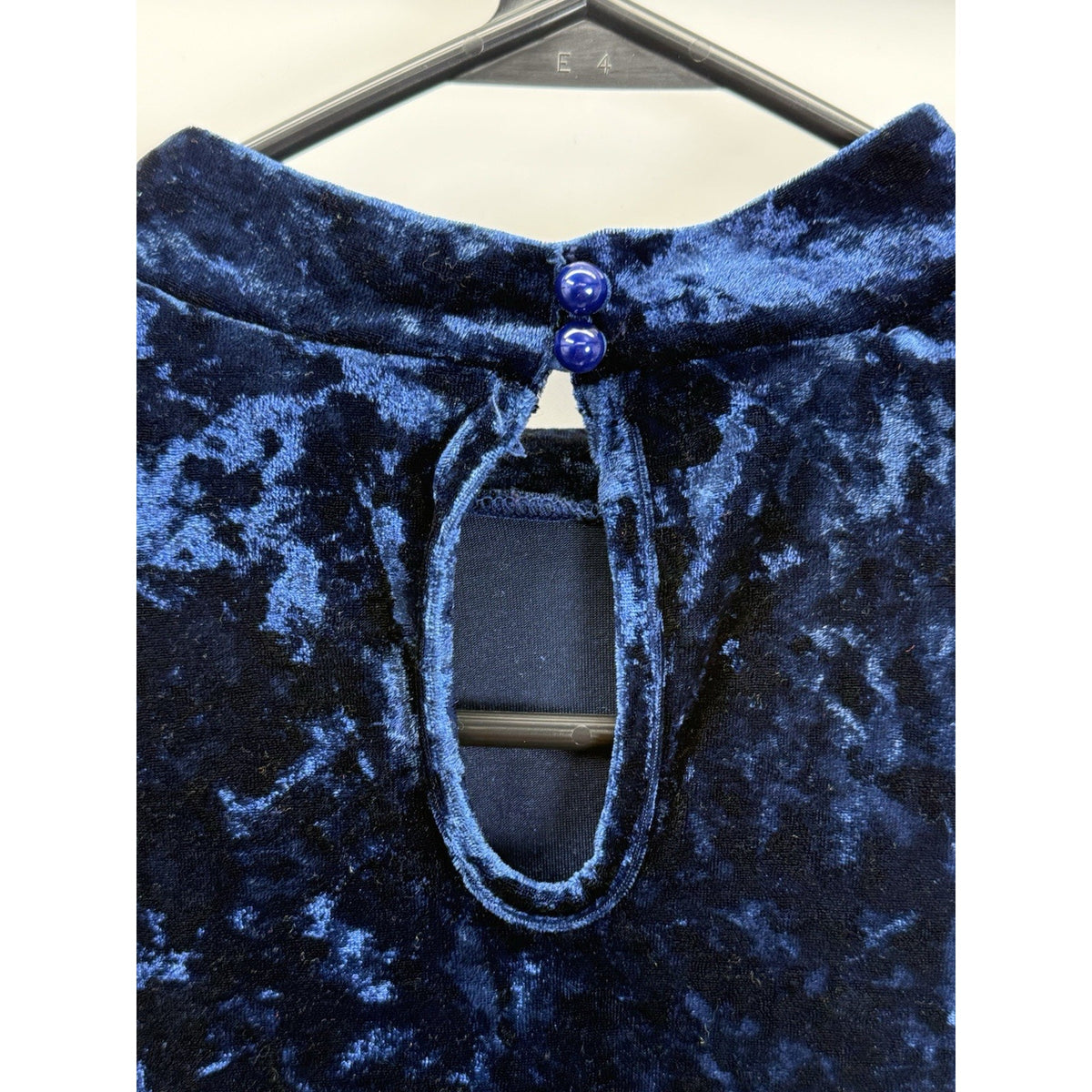 NY&Co Navy Crushed Velvet Cold Shoulder Bodysuit Sz M Gothic Romantic Whimsigoth