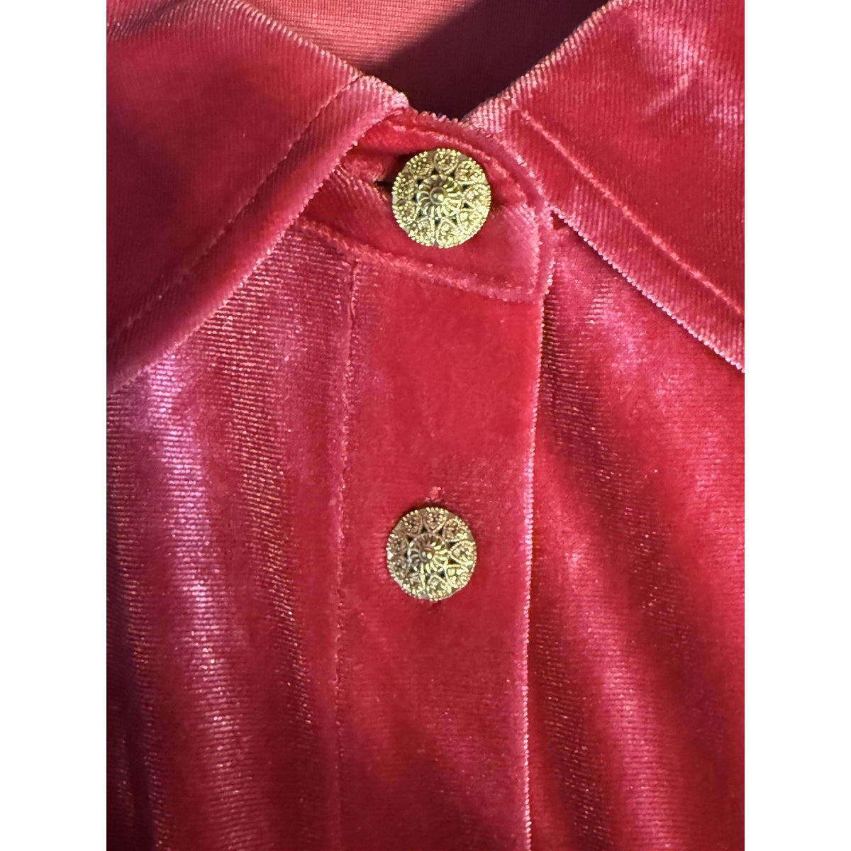 Soft Surroundings Reddish PinkVelvet Button Down Blouse Top Shirt SIze M